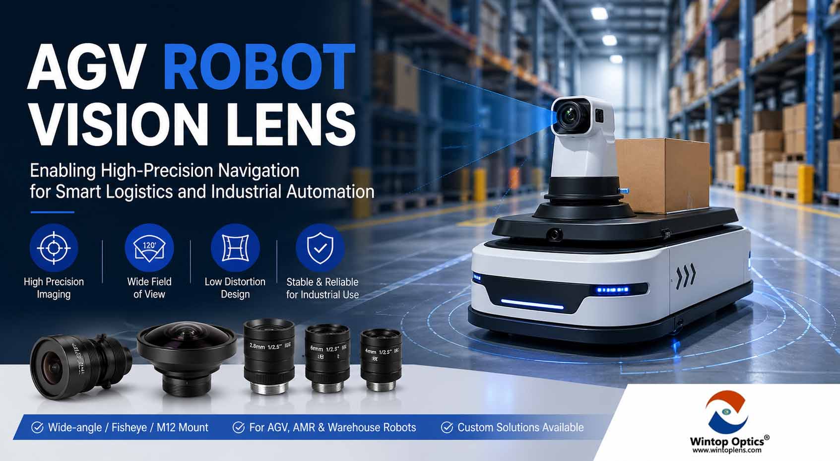 AGV Robot Vision Lens: Enabling High-Precision Navigation for Smart Logistics and Industrial Automation